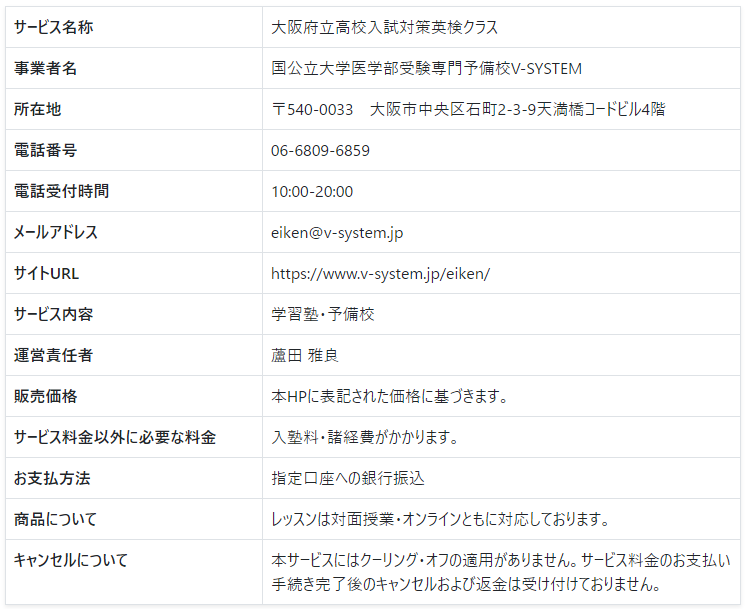 特定商取引法に基づく表記